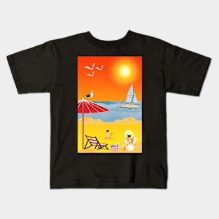 Sunset Happy Beach Kids T-Shirt